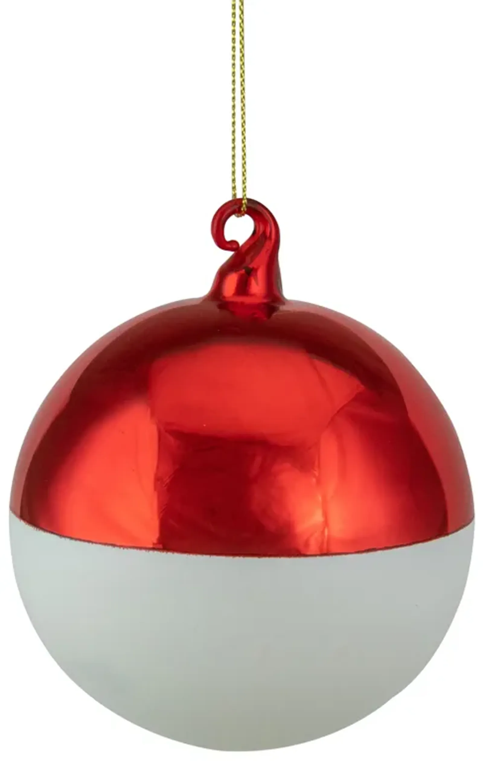 3.5" Shiny Red and Matte White Glass Christmas Ball Ornament