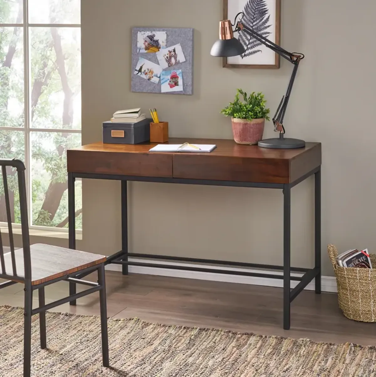 Streamdale Industrial Acacia Wood Storage Desk Durability and Style Combined