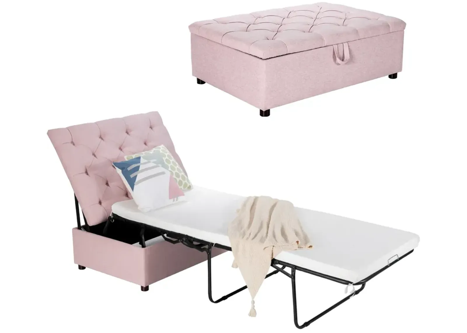 Folding Ottoman Sleeper Bed with Mattress for Guest Bed and Office Nap