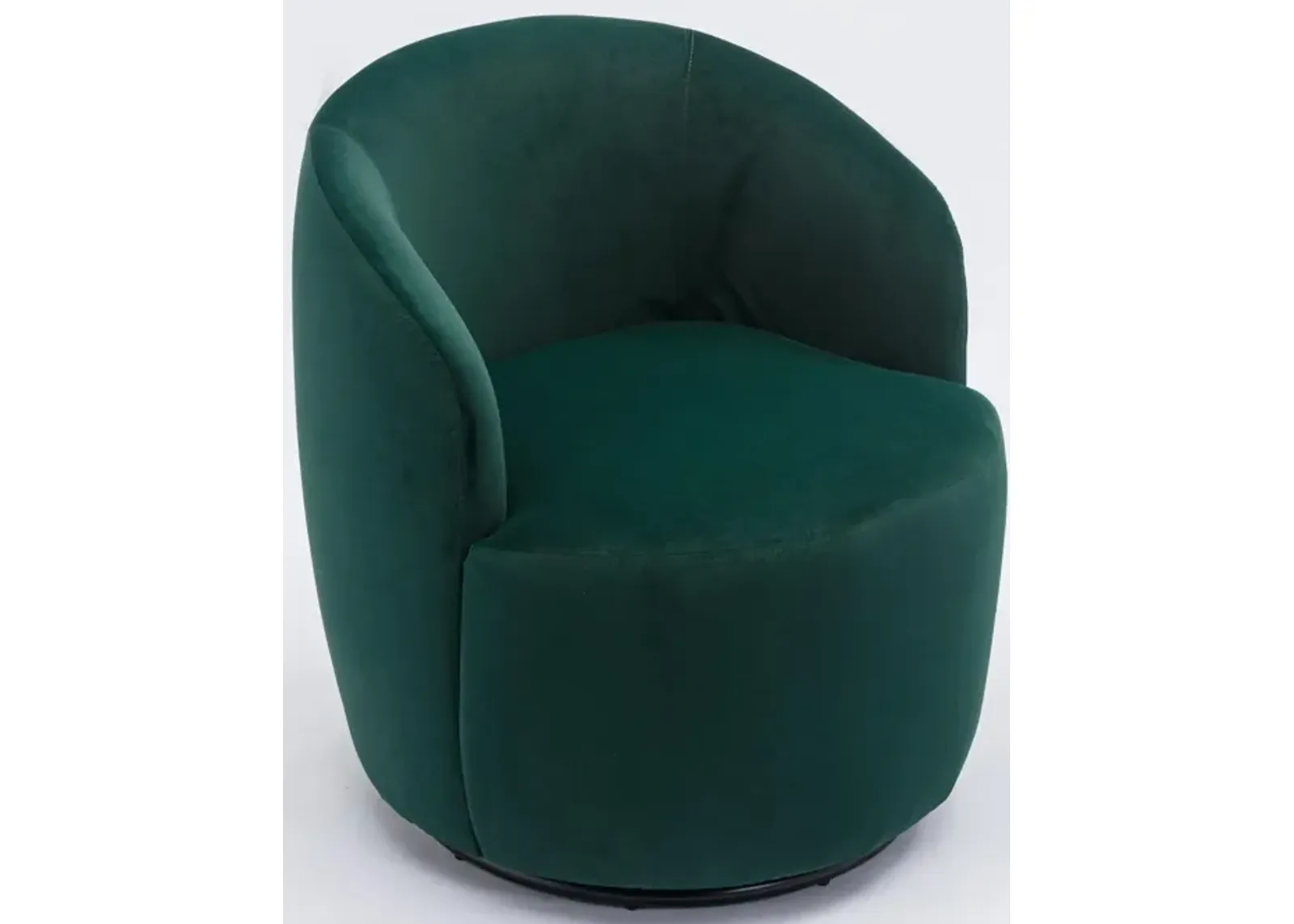 Hivvago Velvet Fabric Swivel Accent Armchair Plain Barrel Chair With Metal Ring