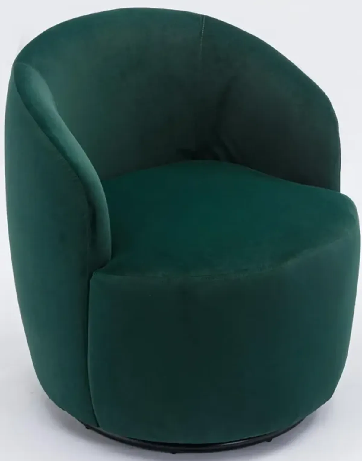 Hivvago Velvet Fabric Swivel Accent Armchair Plain Barrel Chair With Metal Ring