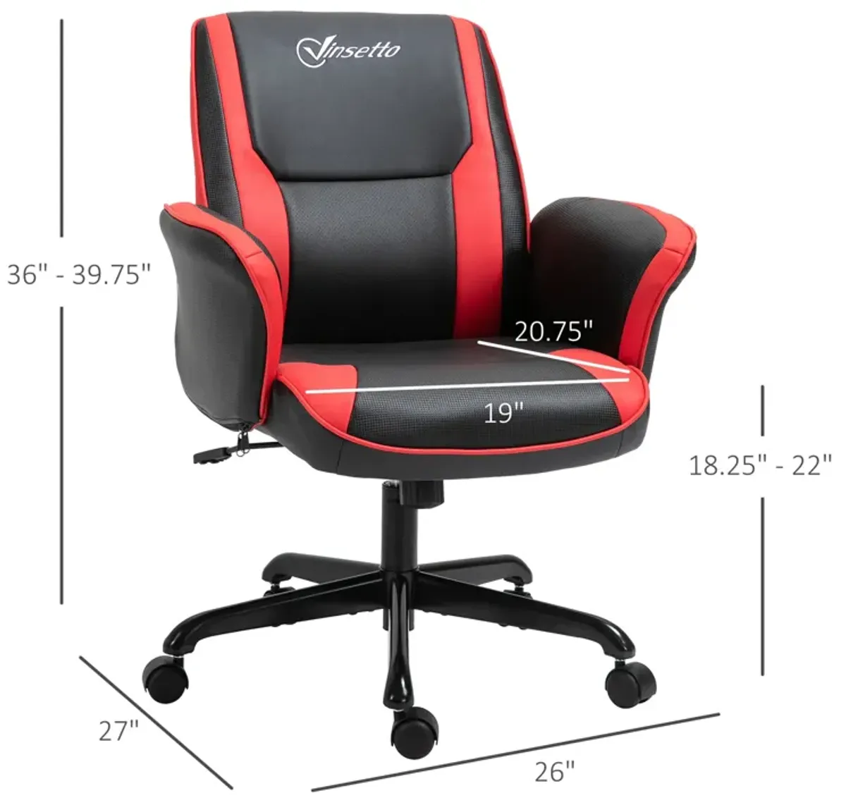 Red Gaming Comfort: Faux Leather Office Chair with Wheels