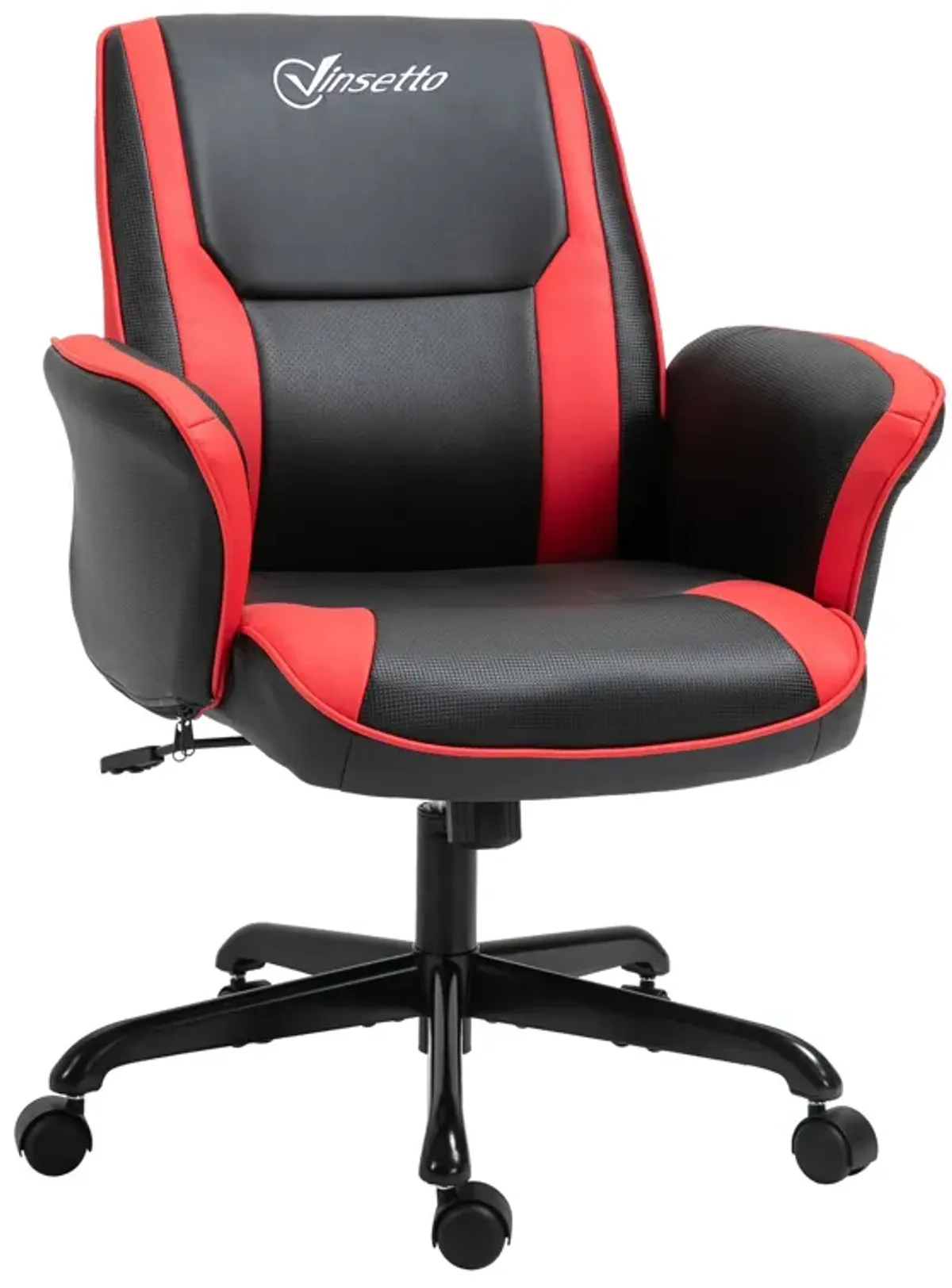 Red Gaming Comfort: Faux Leather Office Chair with Wheels