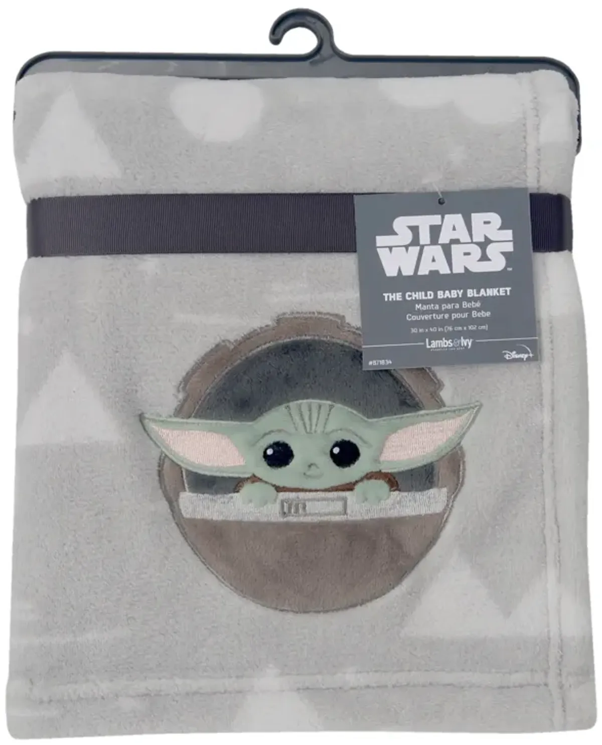 Lambs & Ivy Star Wars Mandalorian The Child/Baby Yoda Gray Fleece Baby Blanket