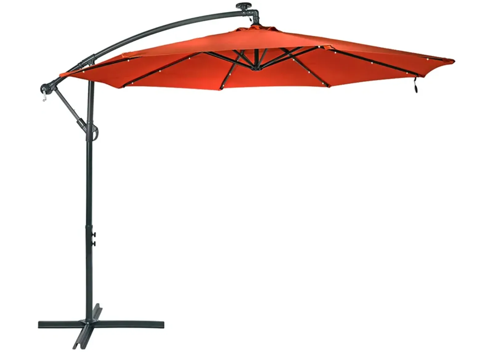 Sunnydaze 10 ft Solar Offset Steel Patio Umbrella with Crank