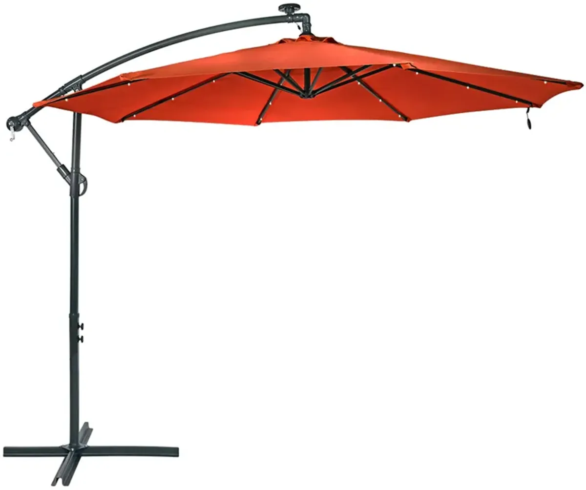 Sunnydaze 10 ft Solar Offset Steel Patio Umbrella with Crank