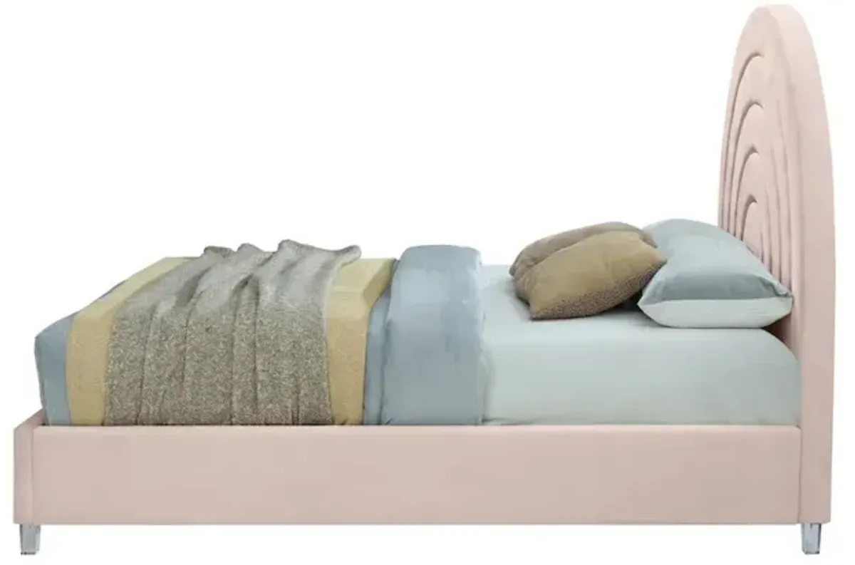 Meridian Furniture Rainbow Pink Velvet Queen Bed