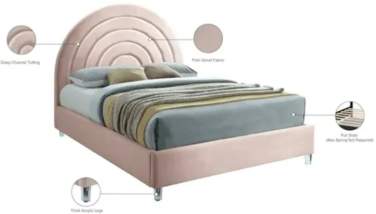 Meridian Furniture Rainbow Pink Velvet Queen Bed
