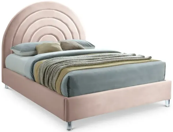 Meridian Furniture Rainbow Pink Velvet Queen Bed