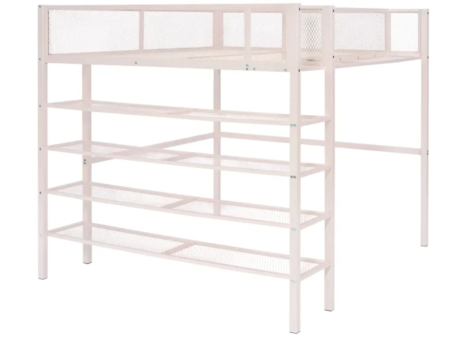 Merax Metal Loft Bed with Storage Shelves