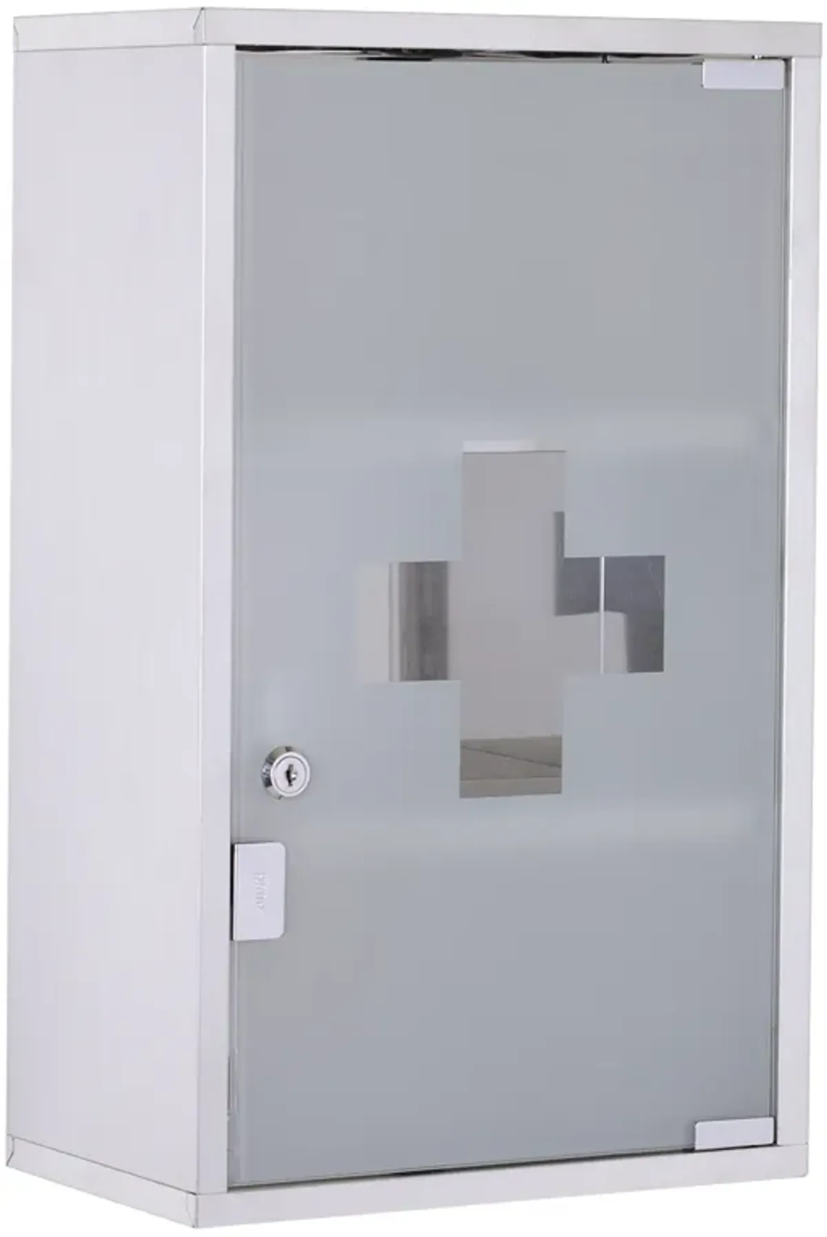 Stainless Steel Medicine Cabinet Wall Mount Frosted Door Lockable First Aid