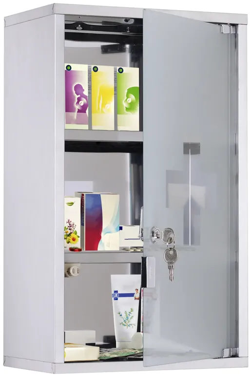 Stainless Steel Medicine Cabinet Wall Mount Frosted Door Lockable First Aid