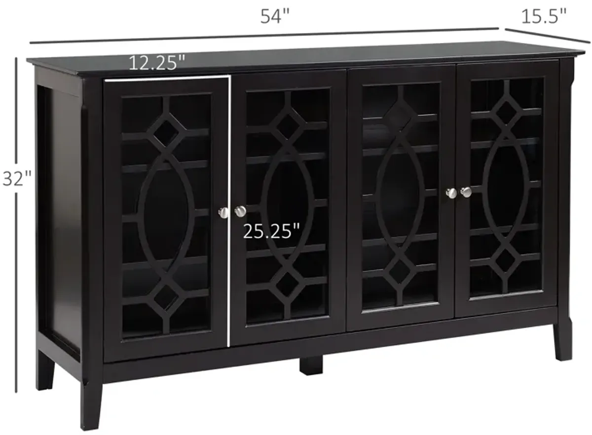 HOMCOM Sideboard Buffet Cabinet, Kitchen Storage Cabinet, Glass Door Accent Cabinet with Adjustable Shelves, Espresso