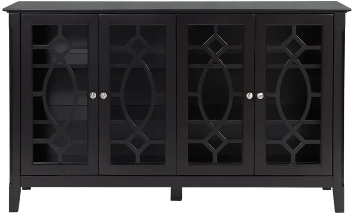 HOMCOM Sideboard Buffet Cabinet, Kitchen Storage Cabinet, Glass Door Accent Cabinet with Adjustable Shelves, Espresso