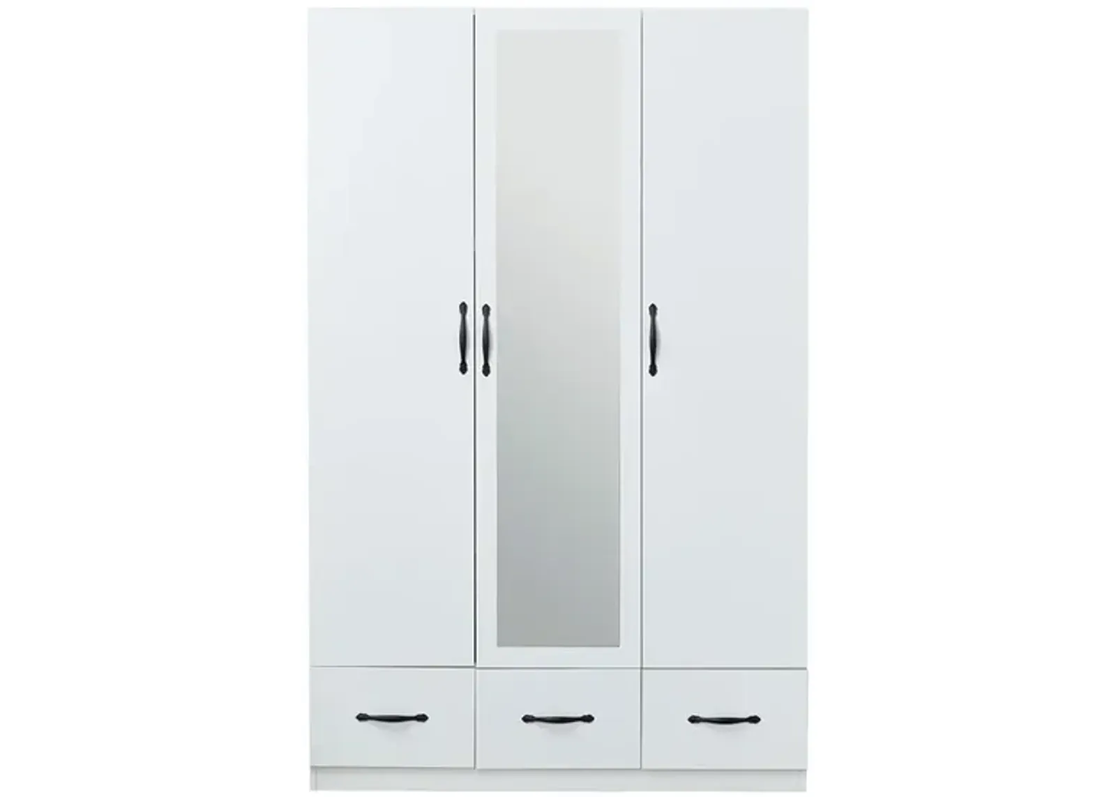 White Armoire Wardrobe Closet with 3 Doors Wooden Bedroom Armoires Clothes, Wood Wardrobe Closets Storage Cabinet with Hanging Rod Shelves Drawers Closets