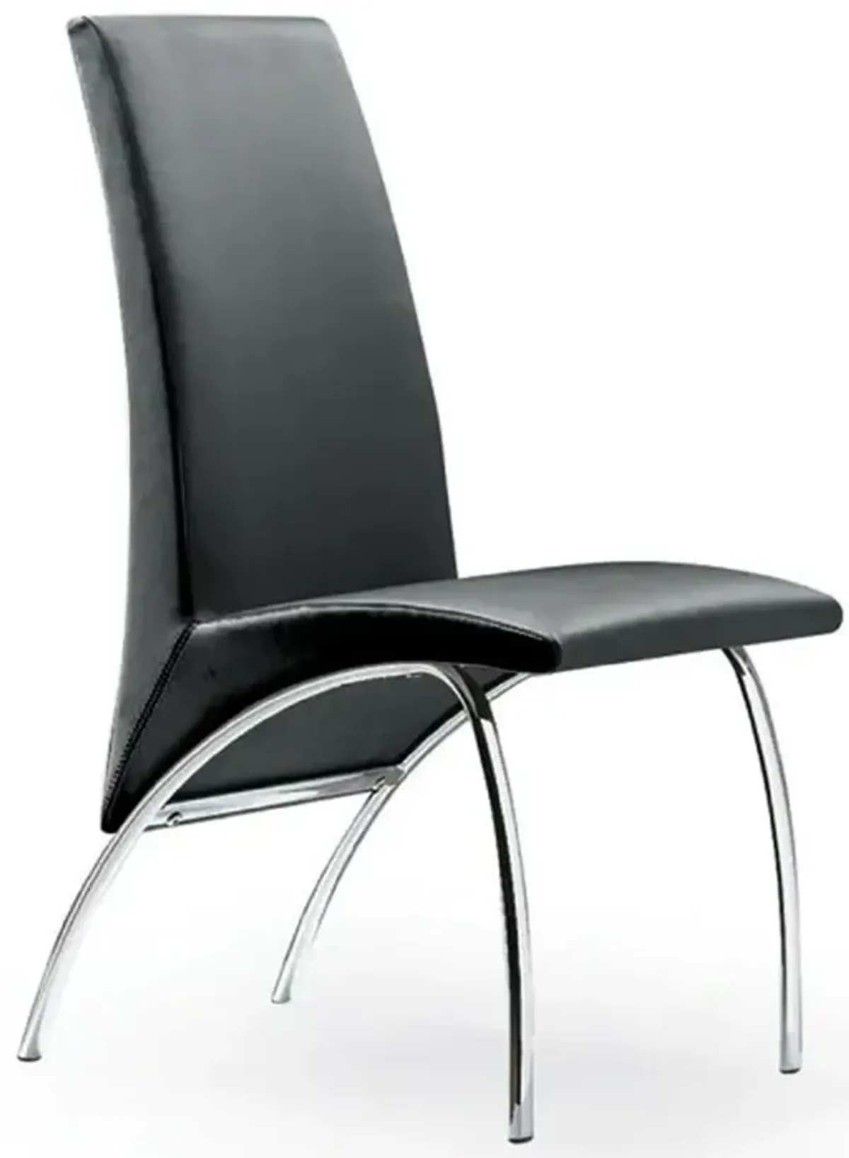 Chair,Black Pu Chrome Leg, Set Of 2