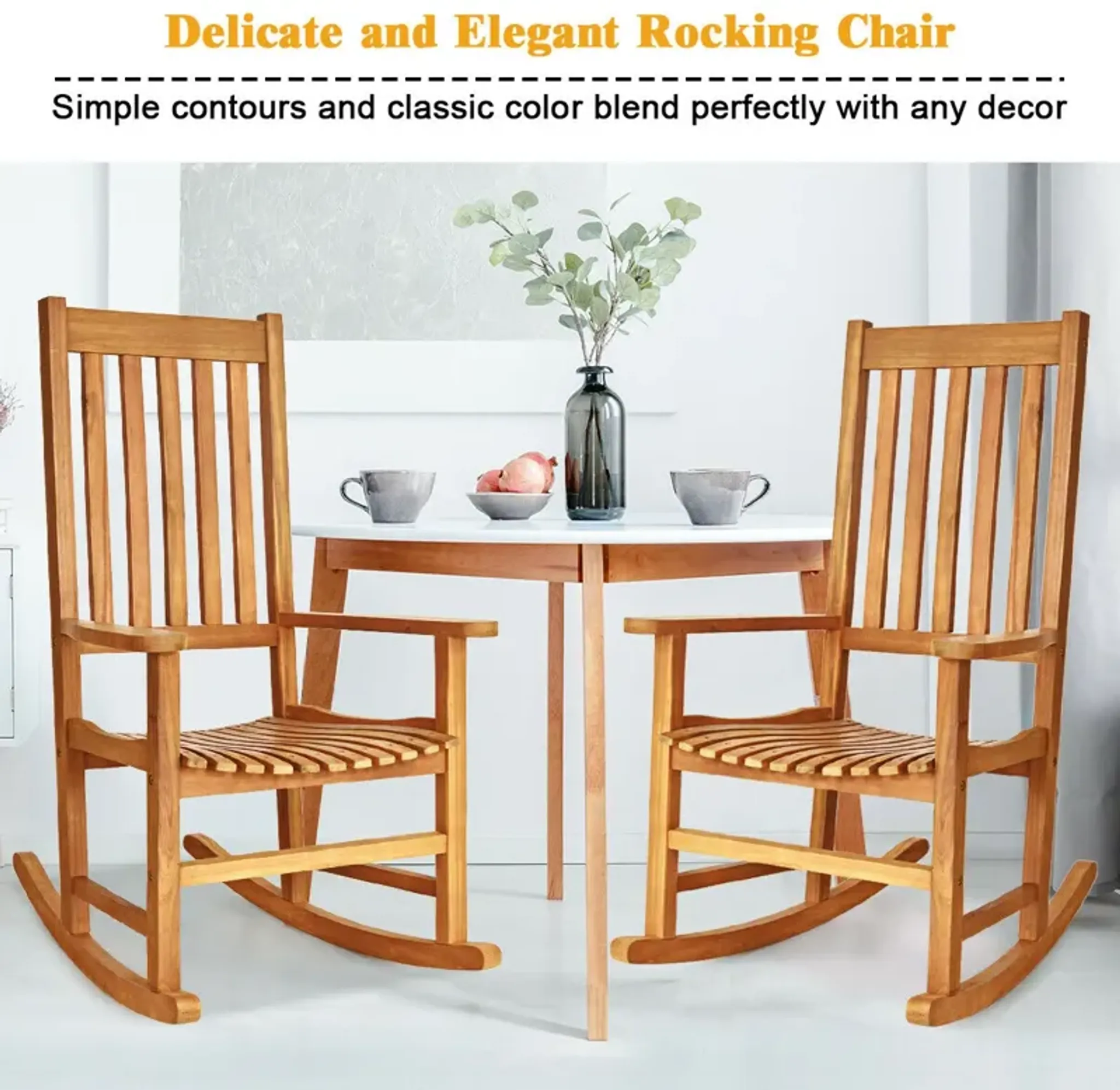 Indoor Outdoor Wooden High Back Rocking Chair Mathis Home | Furniture.com