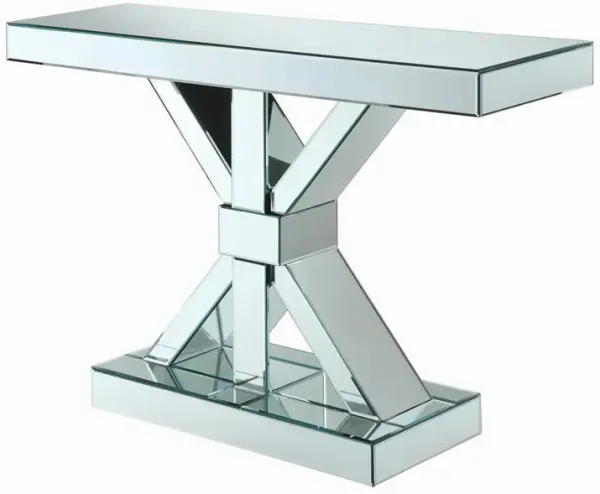 Lurlynn X-shaped Base Console Table Clear Mirror