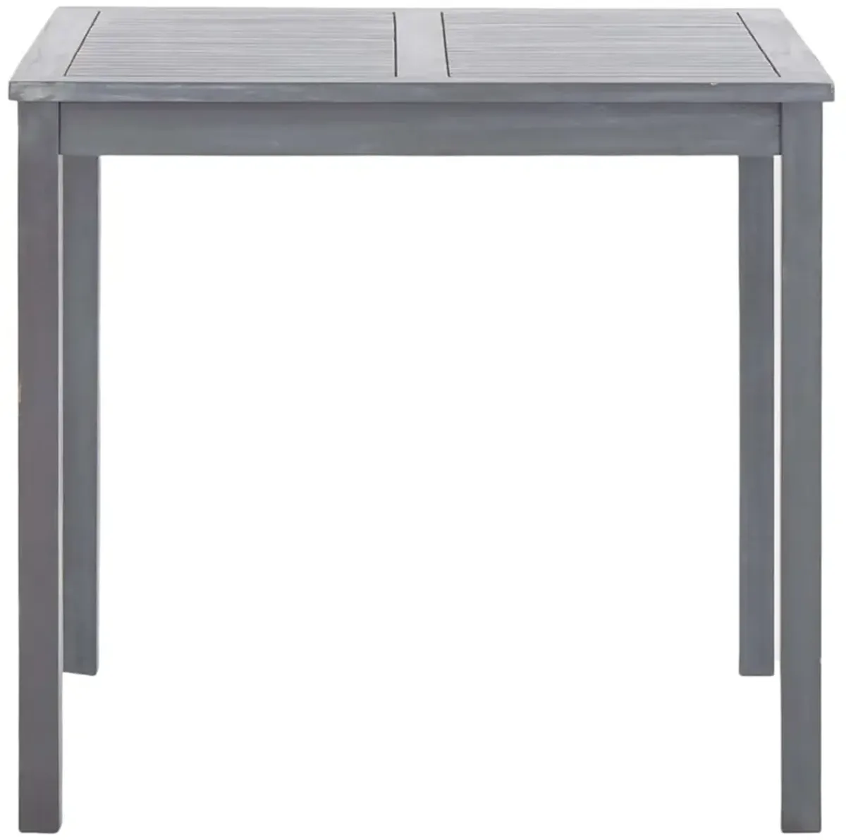 Outdoor Side End Table, 32 Inch Square Slatted Top, Sanded Gray Finish - Benzara