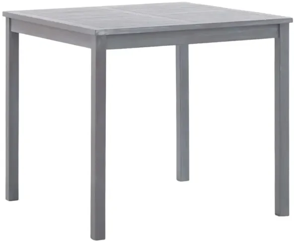 Outdoor Side End Table, 32 Inch Square Slatted Top, Sanded Gray Finish - Benzara