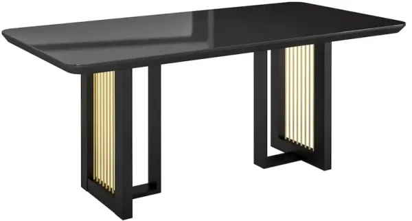 Modern 6 Seater Dining Table with Gold Accents, Black & Gold