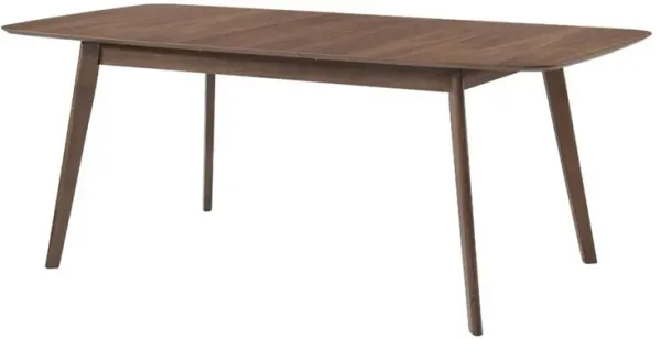Rectanglular Wooden Dining Table With Round Corners, Walnut Brown-Benzara