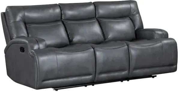 New Classic Furniture Titan Faux Leather Sofa with Dual Recliner, Gray