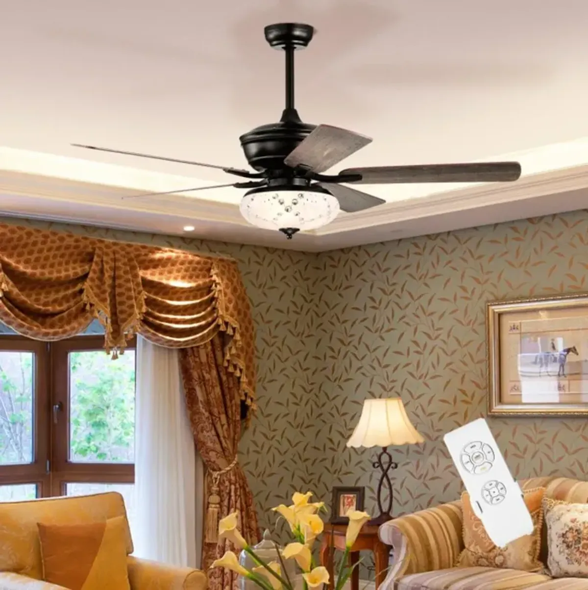 Hivvago 52 Inch Ceiling Fan with 3 Wind Speeds and 5 Reversible Blades