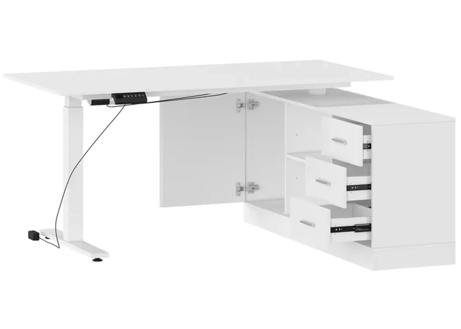 FUFU&GAGA 63-in White Modern/Contemporary L-shaped Desk Hutch Included  (63" W x 31.5" D x 29.1" H) ,White