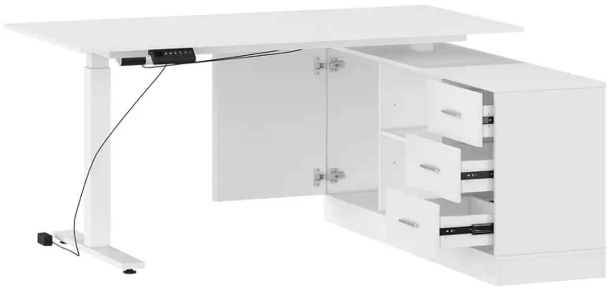 FUFU&GAGA 63-in White Modern/Contemporary L-shaped Desk Hutch Included  (63" W x 31.5" D x 29.1" H) ,White