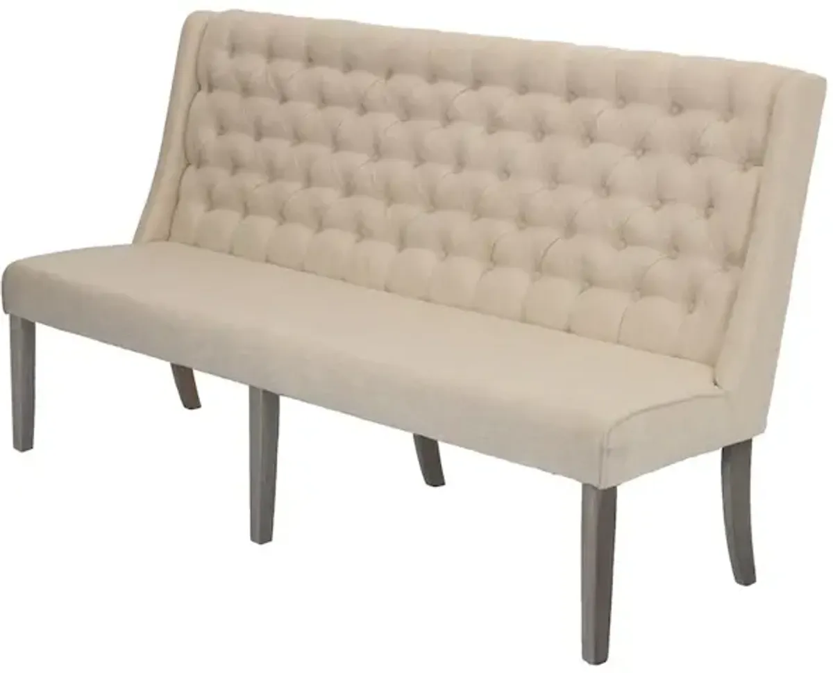Best Quality Furniture Upholstered Bench with Backrest and Tufted Buttons. Beige