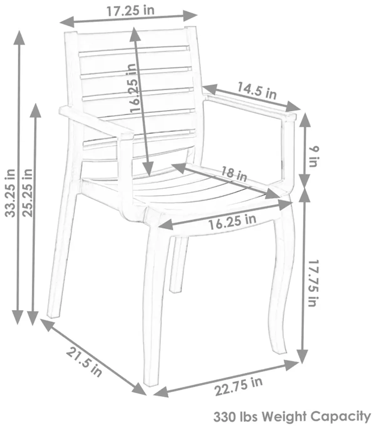 Sunnydaze Illias Plastic Stackable Patio Armchair