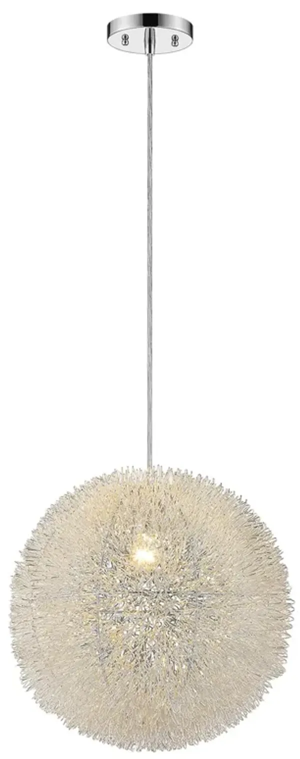 Hivvago Luminary 1-Light Metallic Silver Pendant With Hand Woven Aluminum Wire Shade (12")