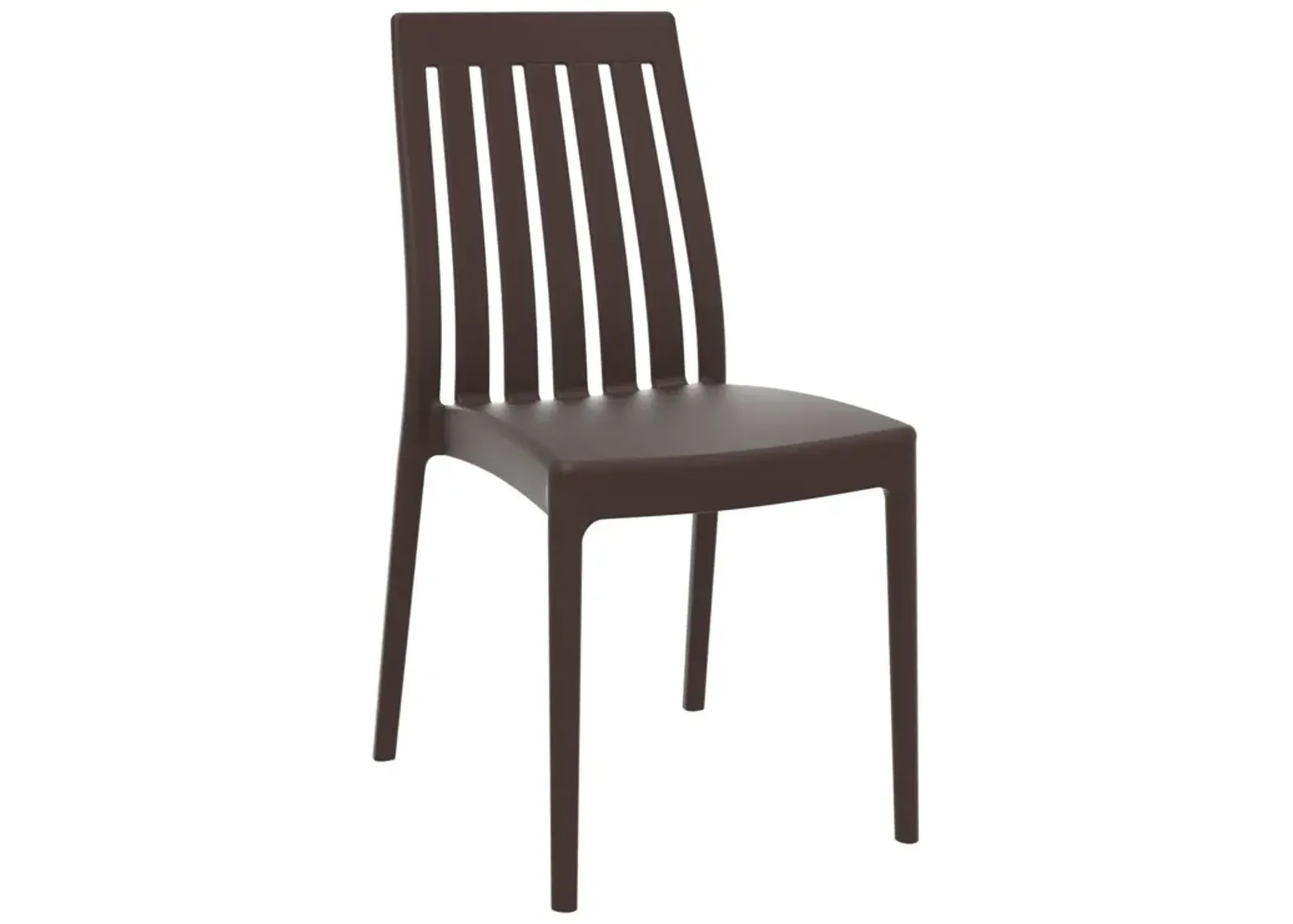 35" Brown High Back Stackable Outdoor Patio Dining Chair