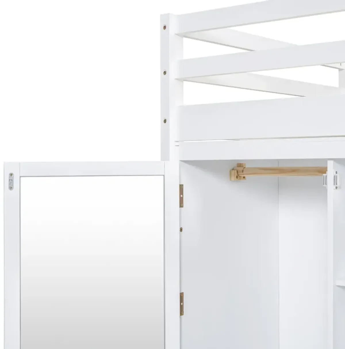 Merax Loft Bed with Two Wardrobes