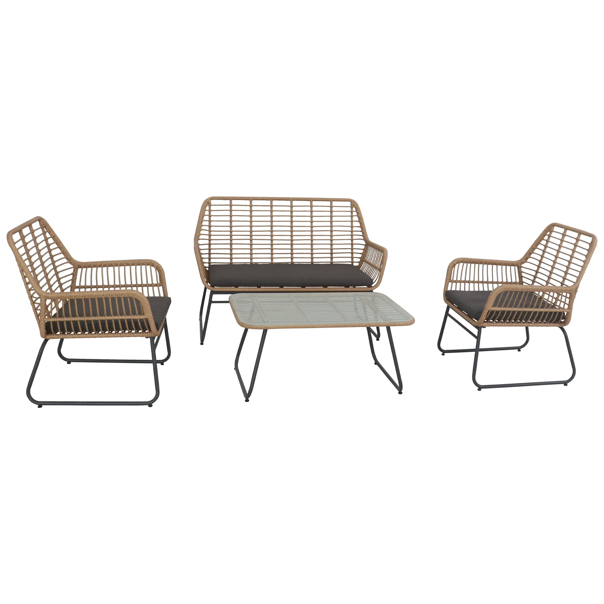 4-Piece Kingstown Rattan Outdoor Patio Conversation Set with Cushions