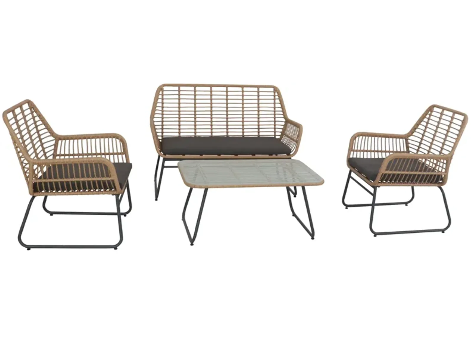 4-Piece Kingstown Rattan Outdoor Patio Conversation Set with Cushions