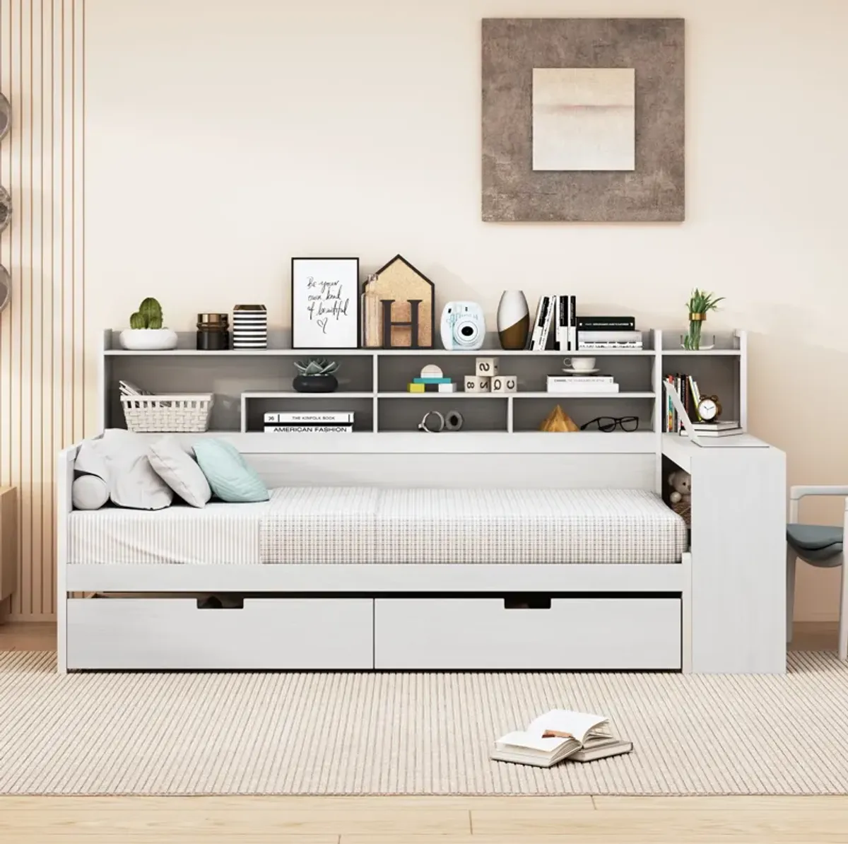 Merax  Daybed with Storage Shelves