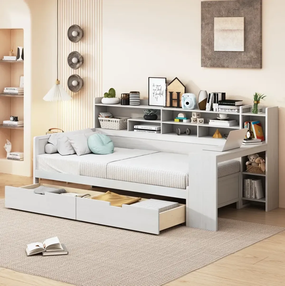 Merax  Daybed with Storage Shelves