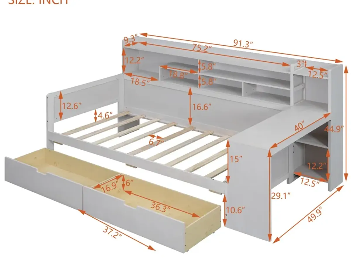 Merax  Daybed with Storage Shelves