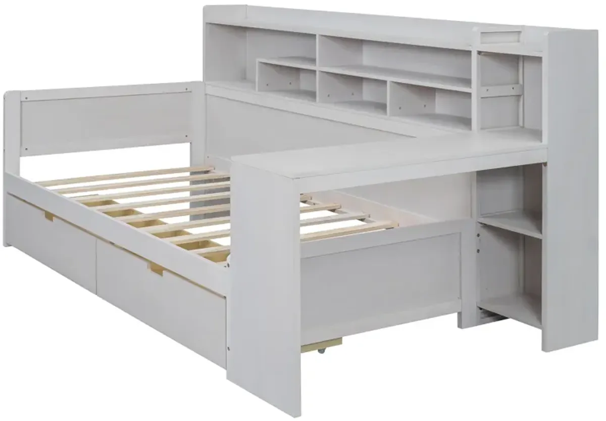 Merax  Daybed with Storage Shelves