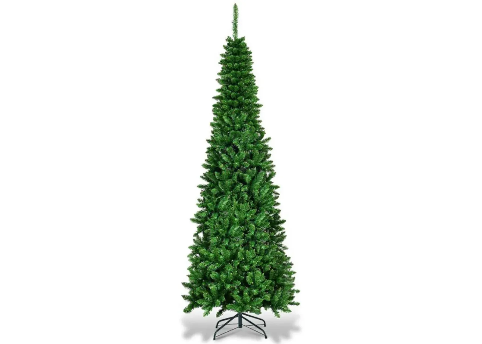 Hivvago 4.5/6.5/7.5 Feet Pre-Lit Hinged Artificial Pencil Christmas Tree