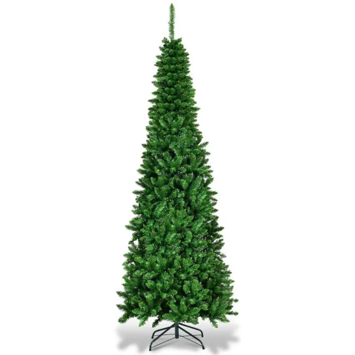 Hivvago 4.5/6.5/7.5 Feet Pre-Lit Hinged Artificial Pencil Christmas Tree