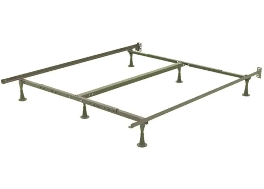 California King Metal Bed Frame with Wide Glide Legs and Headboard Brackets