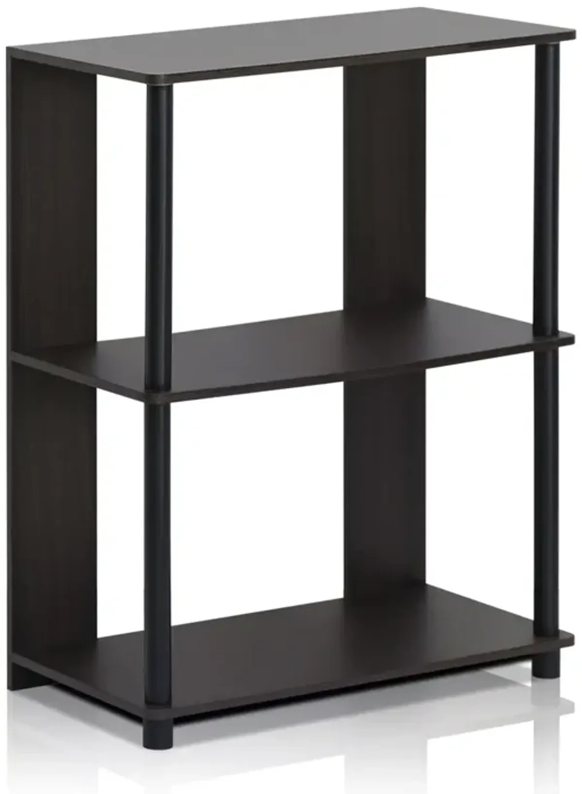 Furinno JAYA Simple Design 3-Tier Bookcase / Bookshelf / Display Rack, Plastic Tubes, Walnut