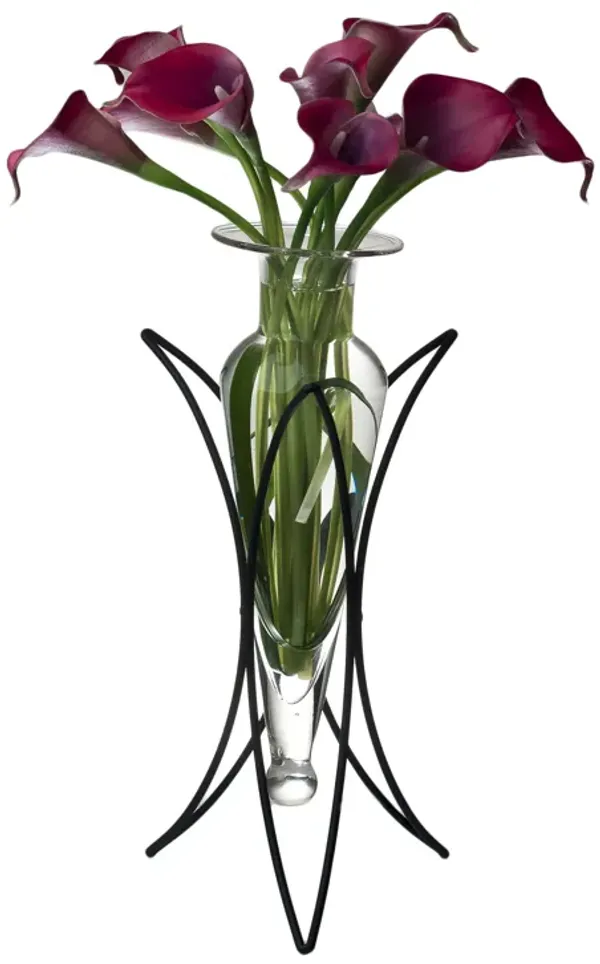 Amphora Vase on Half Moon Metal Stand