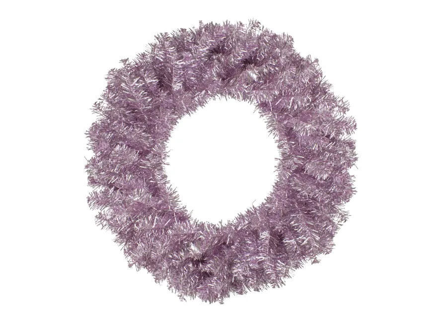 Metallic Pink Tinsel Artificial Christmas Wreath  24-Inch  Unlit