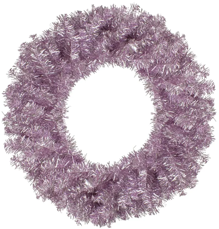 Metallic Pink Tinsel Artificial Christmas Wreath  24-Inch  Unlit