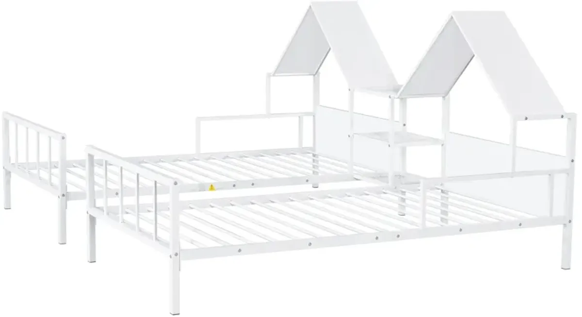 Merax Platform Double Beds with House Headboard