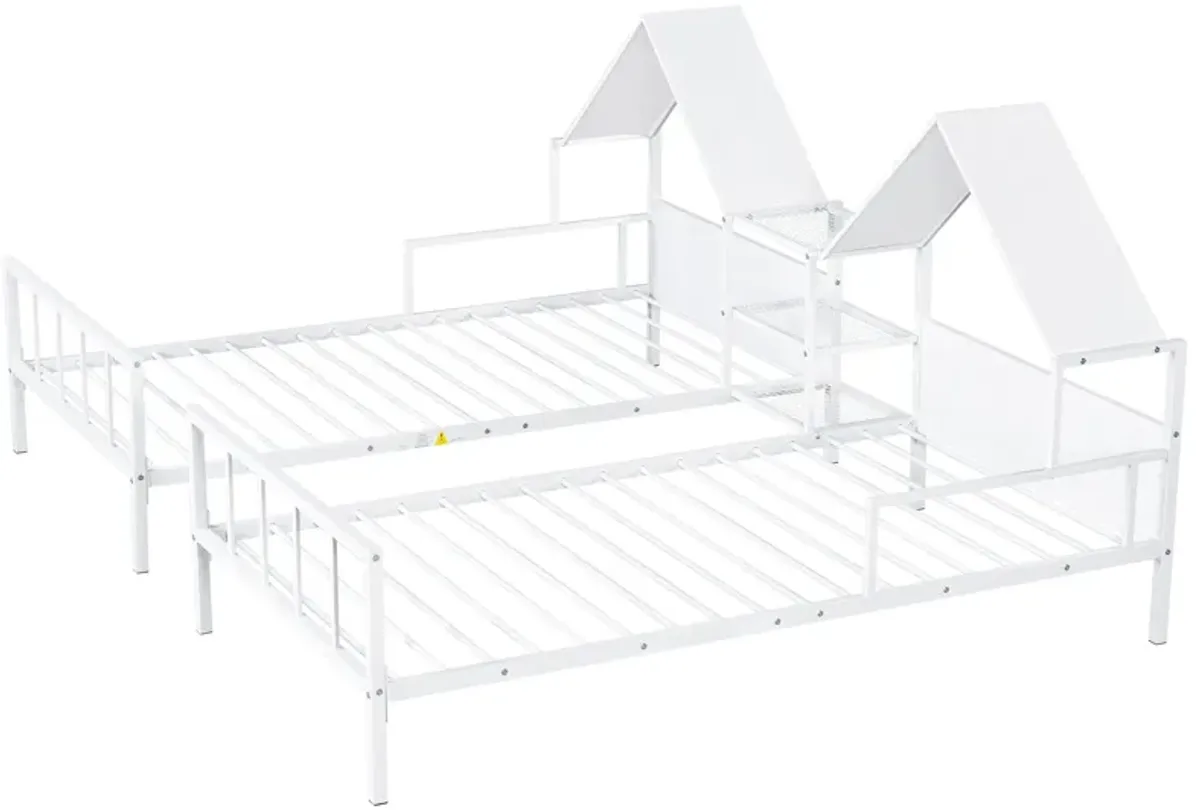 Merax Platform Double Beds with House Headboard